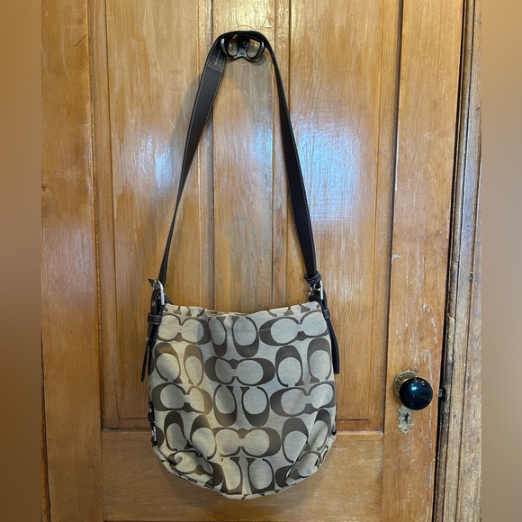 COACH Signature C Monogram Crossbody Brown & Tan Shoulder Bag - Picture 3 of 13